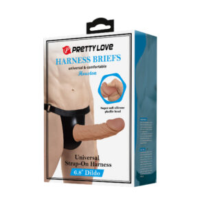 Pretty Love Houston Harness – Strap On cu Dildo Realist, ABS Premium, 17.5 cm, Ø 3.7 cm