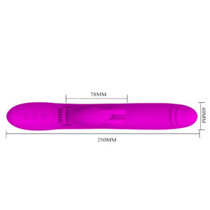 Pretty Love Byron Purple – Vibrator Rabbit Waterproof, Silicon, Punctul G, Functie de Impingere, 25 cm, Ø 4 cm