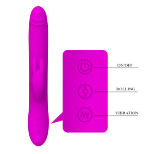 Pretty Love Byron Purple – Vibrator Rabbit Waterproof, Silicon, Punctul G, Functie de Impingere, 25 cm, Ø 4 cm