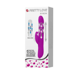 Pretty Love Byron Purple – Vibrator Rabbit Waterproof, Silicon, Punctul G, Functie de Impingere, 25 cm, Ø 4 cm