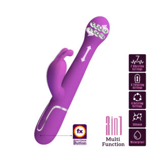 Pretty Love Twinkled Purple – Vibrator Rabbit 3 in 1 Waterproof, Silicon, Punctul G, 22.6 cm, Ø 3.7 cm