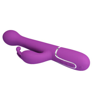 Pretty Love Twinkled Purple – Vibrator Rabbit 3 in 1 Waterproof, Silicon, Punctul G, 22.6 cm, Ø 3.7 cm