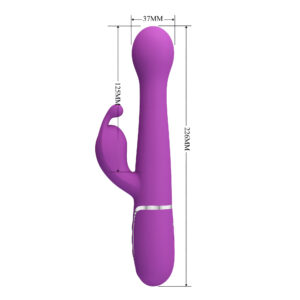 Pretty Love Twinkled Purple – Vibrator Rabbit 3 in 1 Waterproof, Silicon, Punctul G, 22.6 cm, Ø 3.7 cm