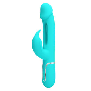 Pretty Love Kampas Green – Vibrator Rabbit Waterproof, 3 in 1, Functie Climax, Silicon, 23 cm, Ø 3.7 cm