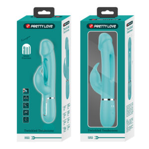 Pretty Love Kampas Green – Vibrator Rabbit Waterproof, 3 in 1, Functie Climax, Silicon, 23 cm, Ø 3.7 cm