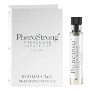 PheroStrong Popularity – Mostră Parfum cu Feromoni Bărbați, Bergamotă • Ghimbir • Salvie • Cedru, 1 ml