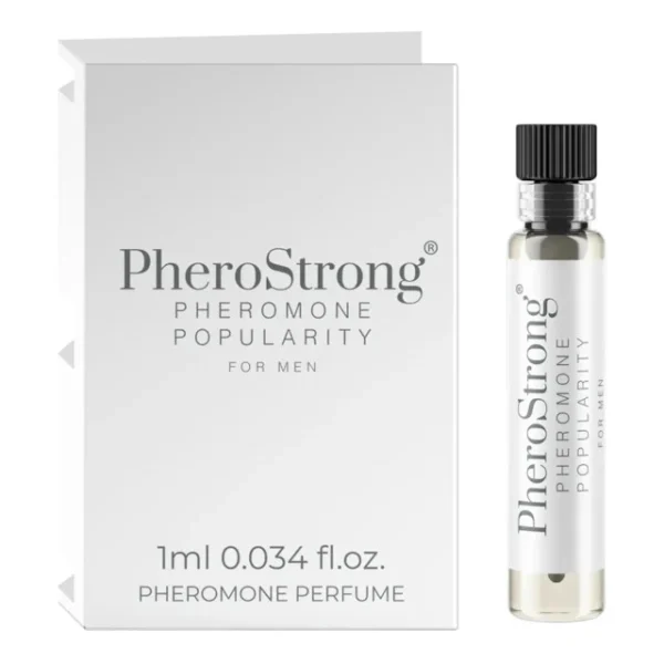 PheroStrong Popularity – Mostră Parfum cu Feromoni Bărbați, Bergamotă • Ghimbir • Salvie • Cedru, 1 ml